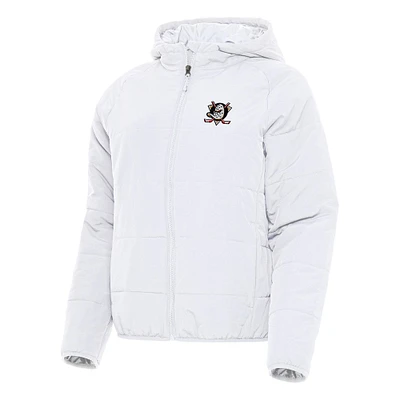 Women's Antigua White Anaheim Ducks Universe Full-Zip Puffer Jacket