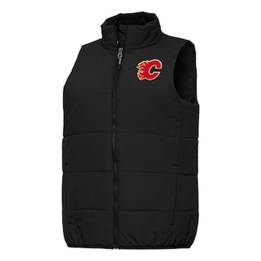 Women's Antigua Black Calgary Flames Experience Full-Zip Vest