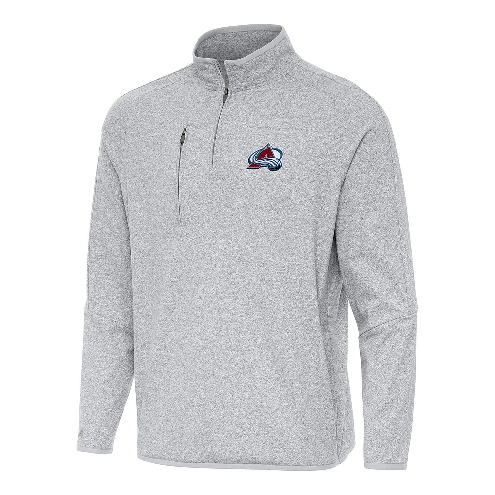 Men's Antigua Heather Gray Colorado Avalanche Certain Quarter-Zip Tri-Blend Sweatshirt