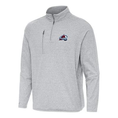Men's Antigua Heather Gray Colorado Avalanche Certain Quarter-Zip Tri-Blend Sweatshirt