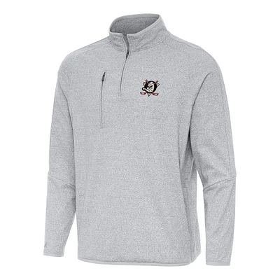 Men's Antigua Heather Gray Anaheim Ducks Certain Quarter-Zip Tri-Blend Sweatshirt