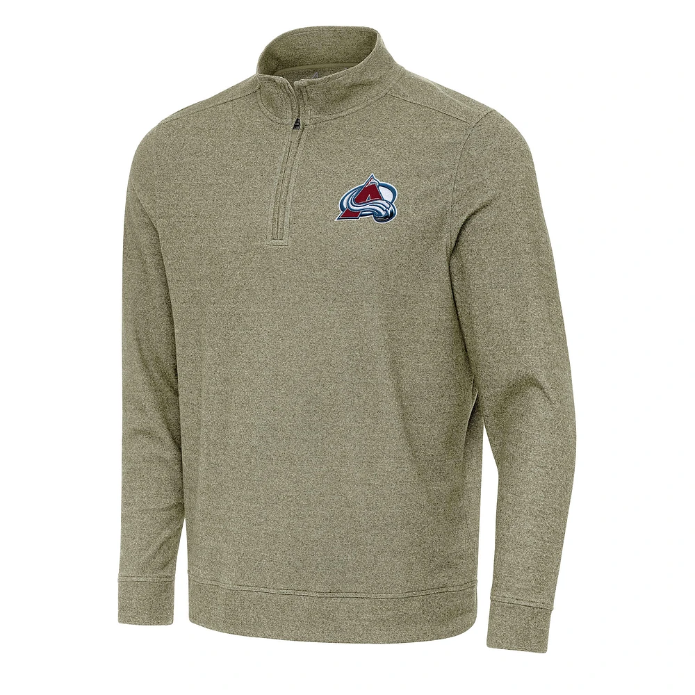 Men's Antigua Olive Colorado Avalanche Subtle Quarter-Zip Sweatshirt