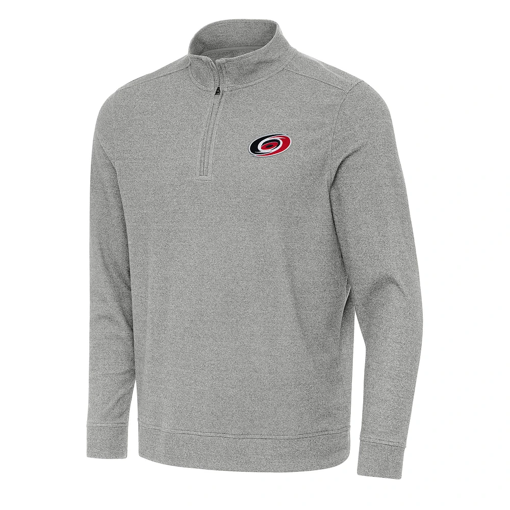 Men's Antigua Heather Gray Carolina Hurricanes Subtle Quarter-Zip Sweatshirt