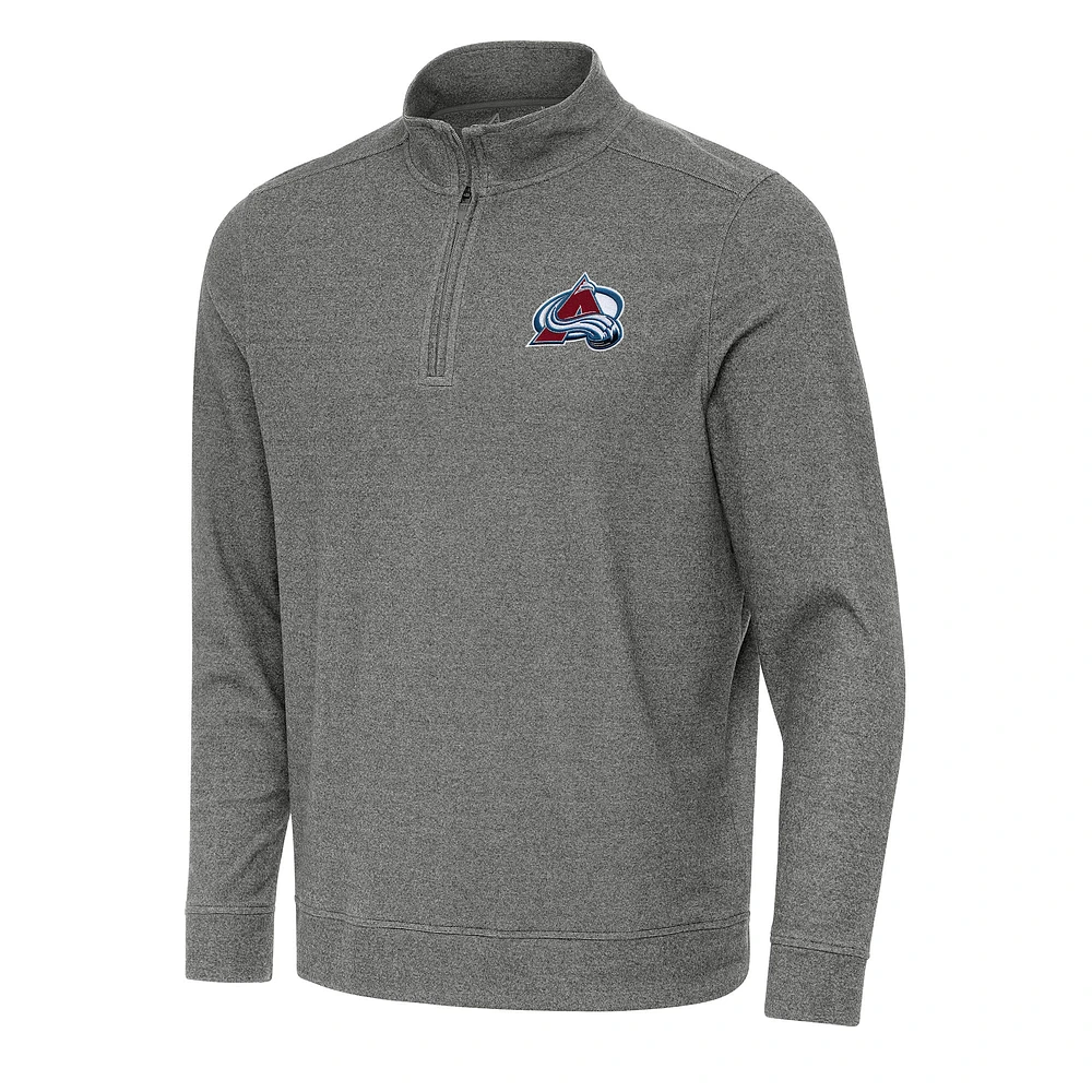 Men's Antigua Heather Black Colorado Avalanche Subtle Quarter-Zip Sweatshirt
