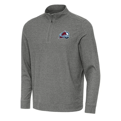 Men's Antigua Heather Black Colorado Avalanche Subtle Quarter-Zip Sweatshirt