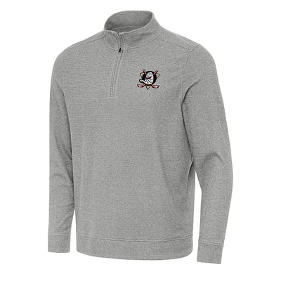 Men's Antigua Heather Gray Anaheim Ducks Subtle Quarter-Zip Sweatshirt