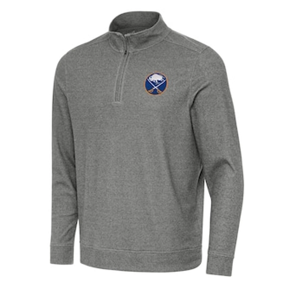 Men's Antigua Heather Black Buffalo Sabres Subtle Quarter-Zip Sweatshirt