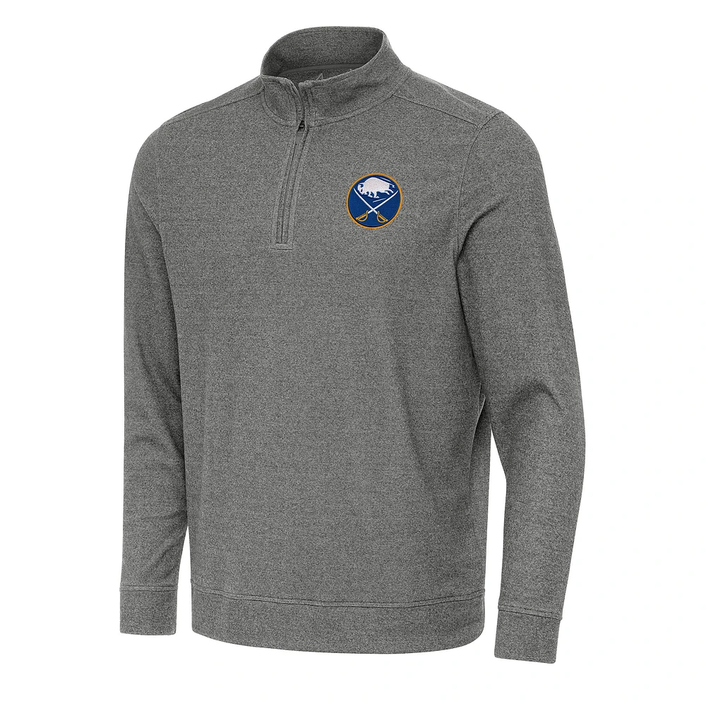 Men's Antigua Heather Black Buffalo Sabres Subtle Quarter-Zip Sweatshirt
