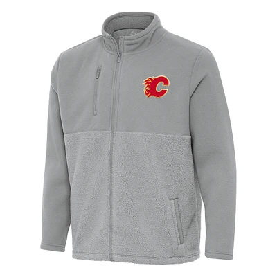 Men's Antigua Gray Calgary Flames Daily Fused Full-Zip Jacket