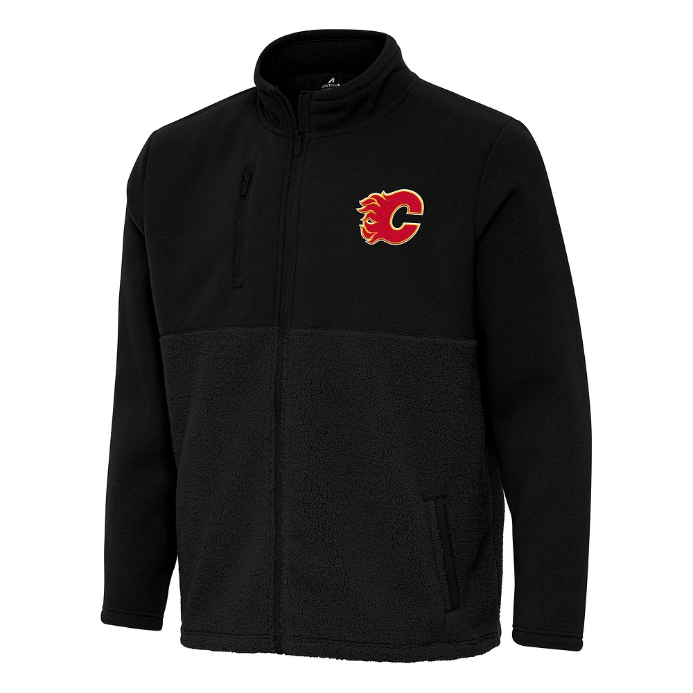 Men's Antigua Black Calgary Flames Daily Fused Full-Zip Jacket