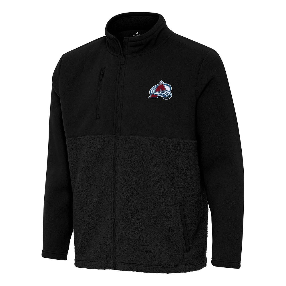 Men's Antigua Black Colorado Avalanche Daily Fused Full-Zip Jacket