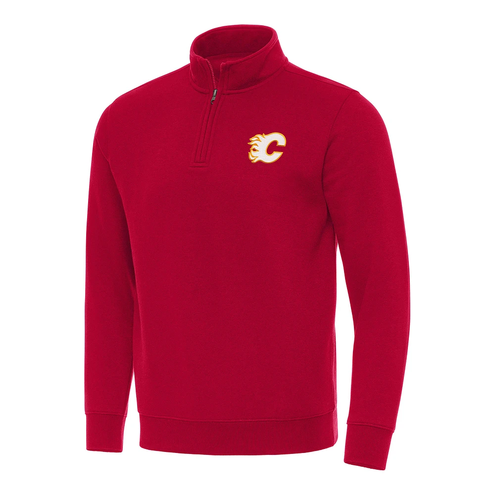 Men's Antigua Red Calgary Flames Victory Quarter-Zip Mock Sweatshirt
