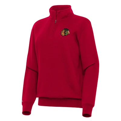 Women's Antigua Red Chicago Blackhawks Victory Quarter-Zip Sweatshirt