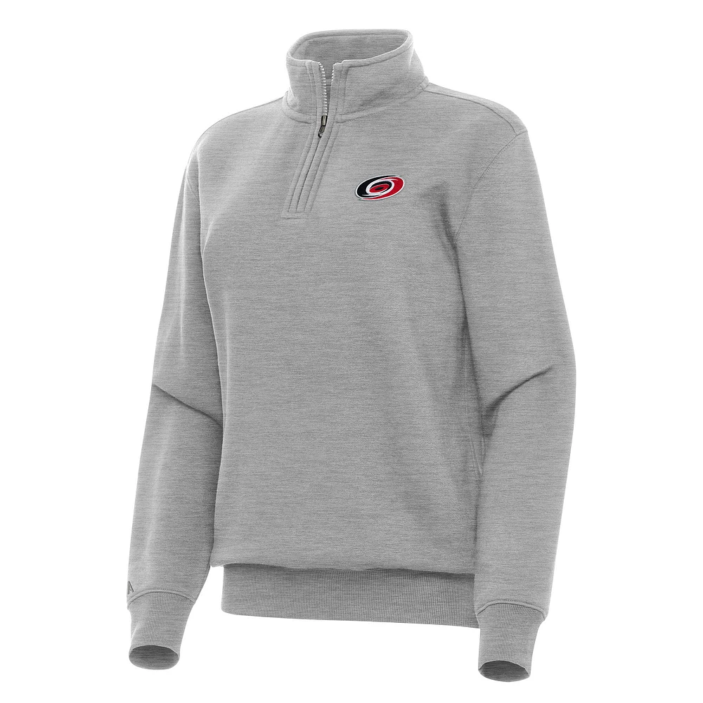 Women's Antigua Heather Gray Carolina Hurricanes Victory Quarter-Zip Sweatshirt