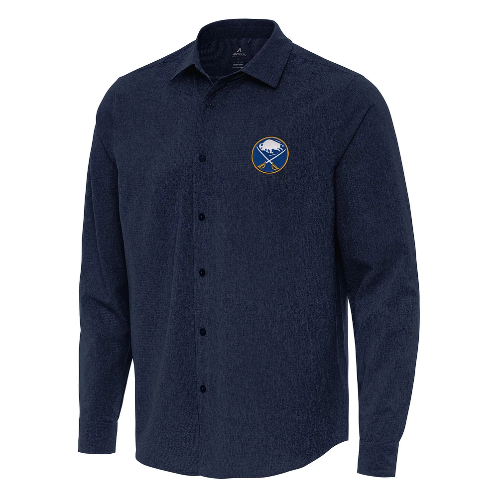 Men's Antigua Navy Buffalo Sabres Exposure Woven Long Sleeve Button-Up Shirt