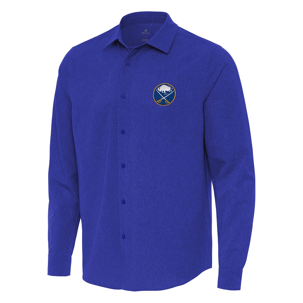 Men's Antigua Royal Buffalo Sabres Exposure Woven Long Sleeve Button-Up Shirt