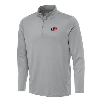 Men's Antigua Gray Carolina Hurricanes Reprocess Quarter-Zip Top