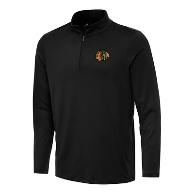 Men's Antigua Black Chicago Blackhawks Reprocess Quarter-Zip Top