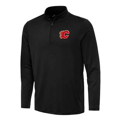 Men's Antigua Black Calgary Flames Reprocess Quarter-Zip Top