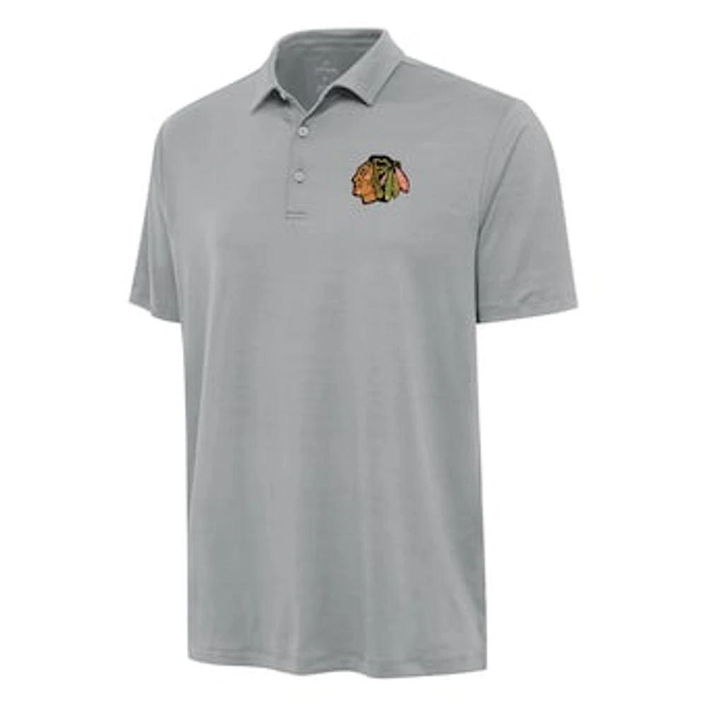 Men's Antigua Gray Chicago Blackhawks Reprocess Polo