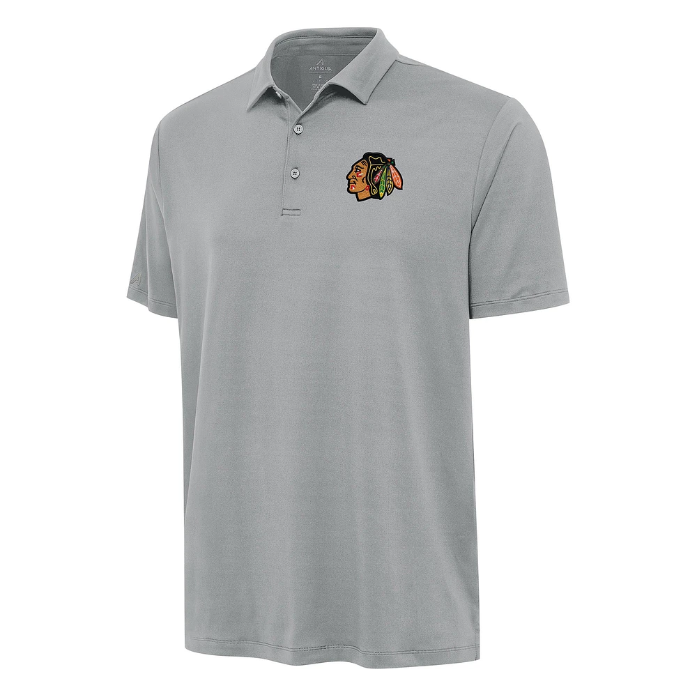 Men's Antigua Gray Chicago Blackhawks Reprocess Polo