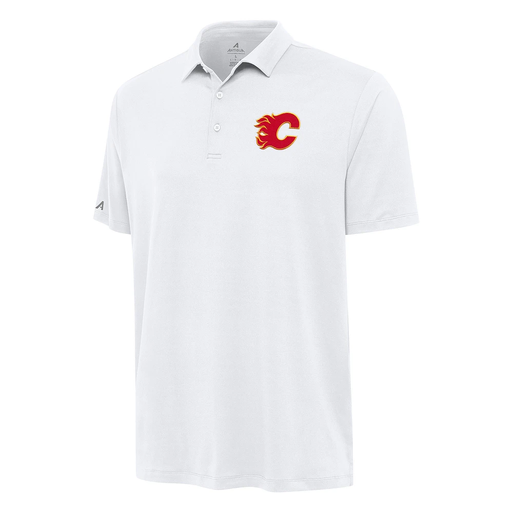 Men's Antigua White Calgary Flames Reprocess Polo