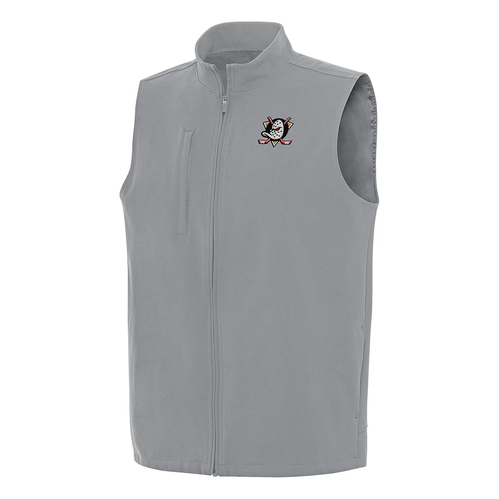 Men's Antigua Gray Anaheim Ducks Regard Full-Zip Vest