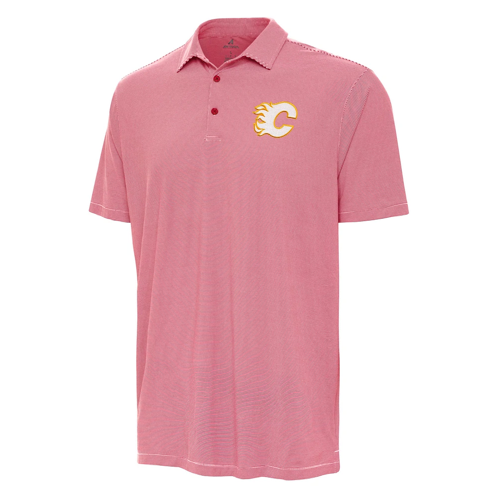 Men's Antigua Red Calgary Flames Twine Polo