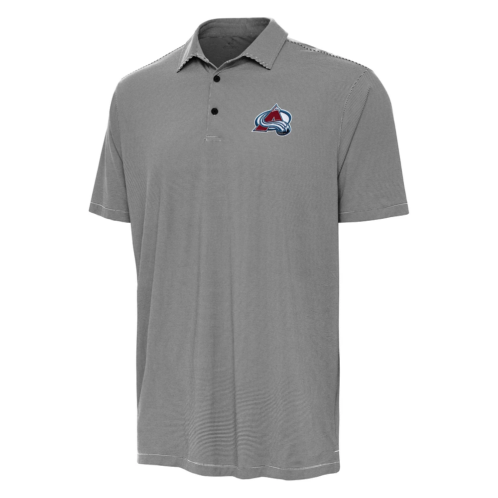 Men's Antigua Black Colorado Avalanche Twine Polo