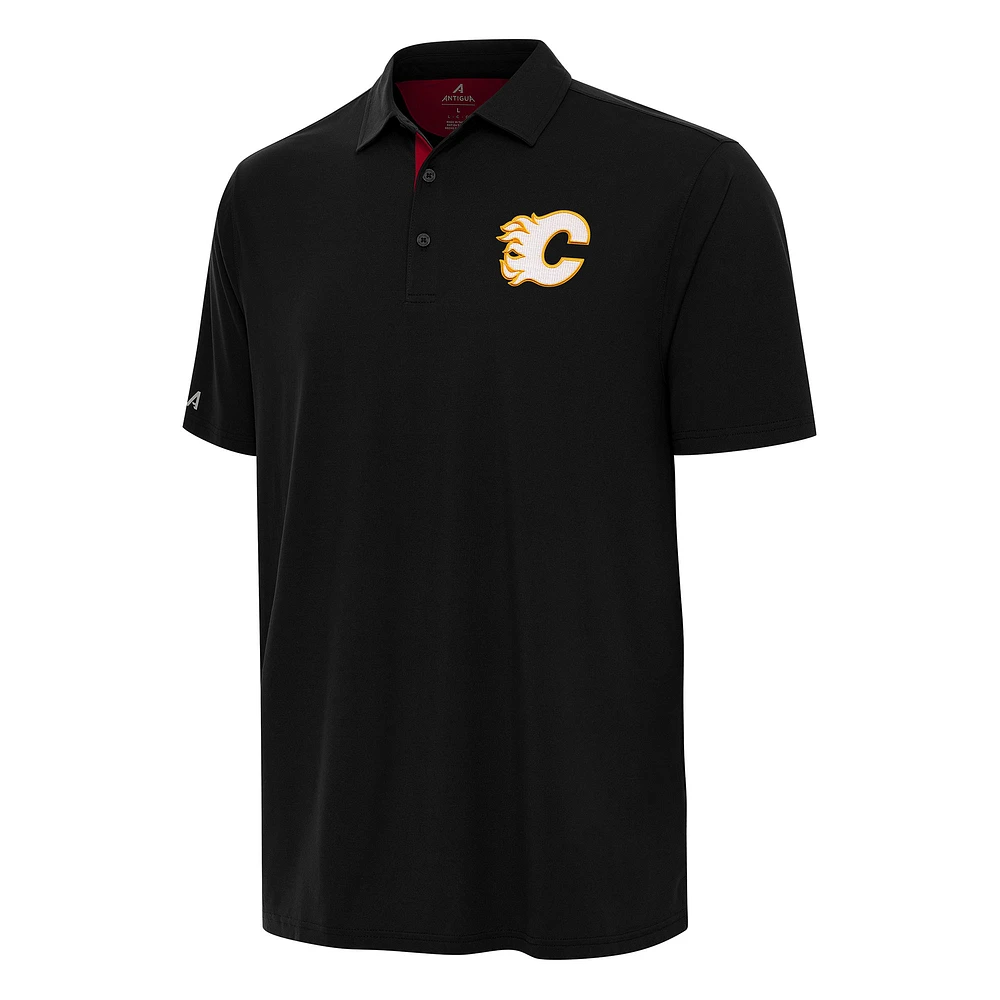 Men's Antigua Black Calgary Flames Era Polo