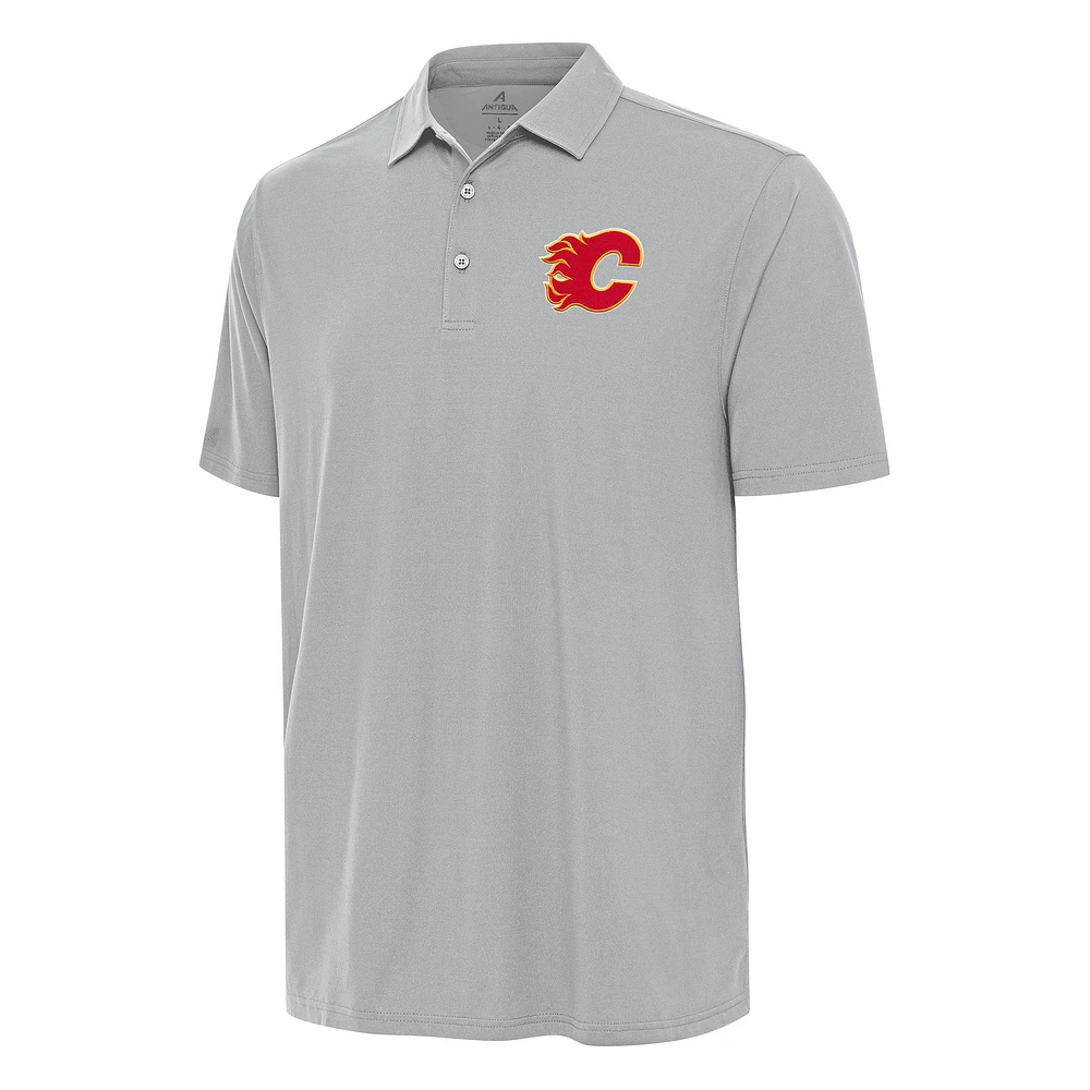 Men's Antigua Gray Calgary Flames Era Polo