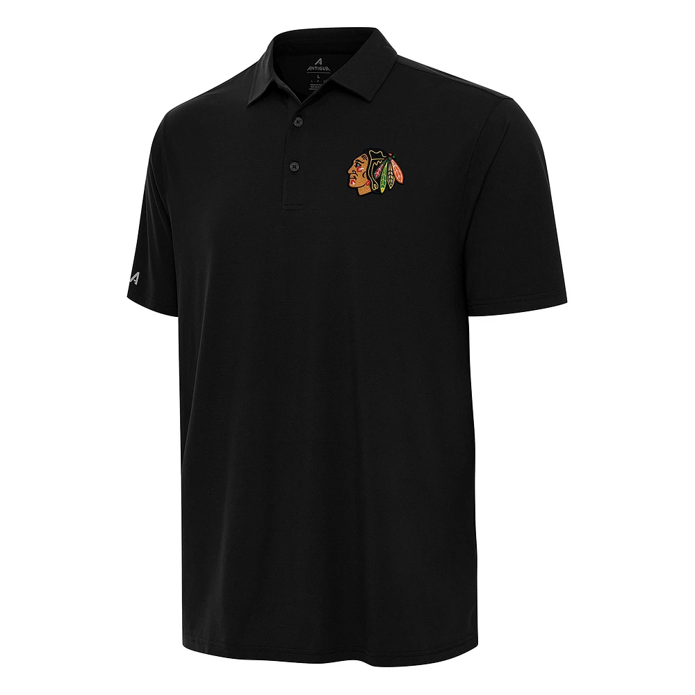 Men's Antigua Black Chicago Blackhawks Era Polo