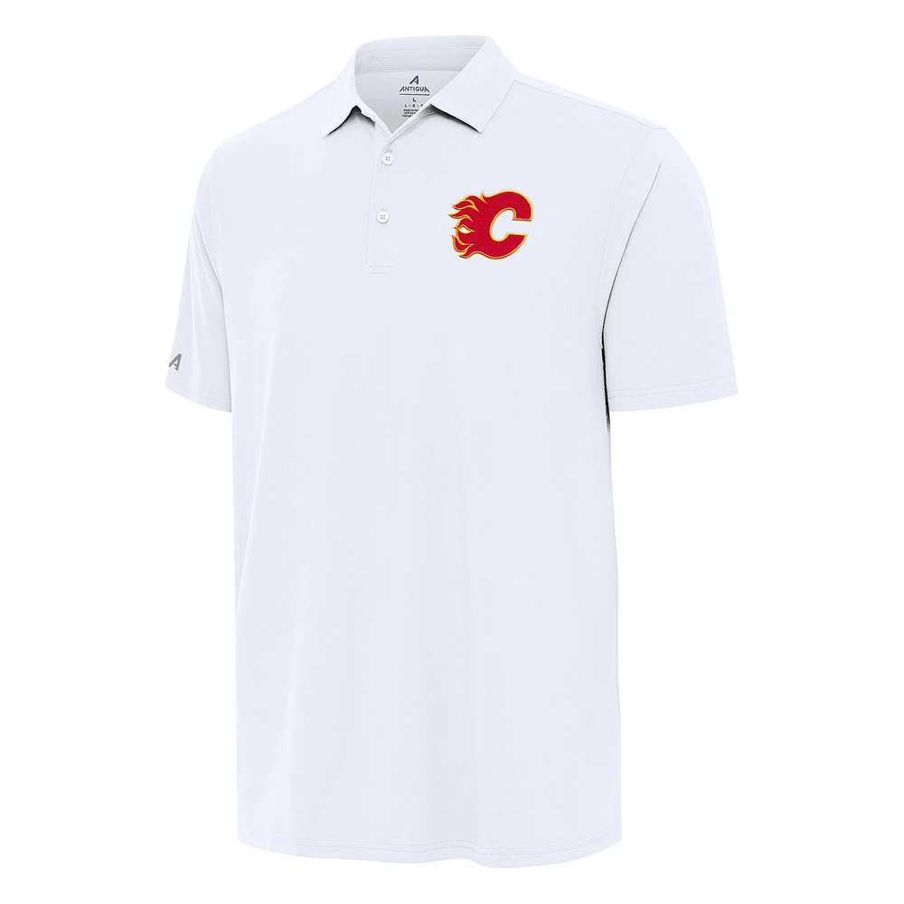Men's Antigua White Calgary Flames Era Polo