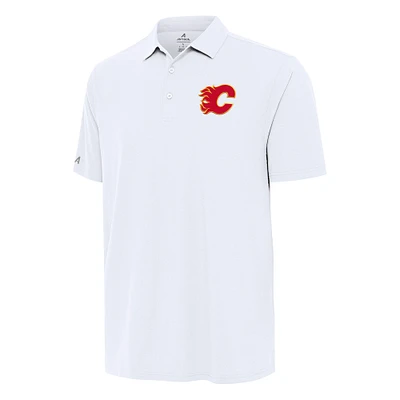 Men's Antigua White Calgary Flames Era Polo
