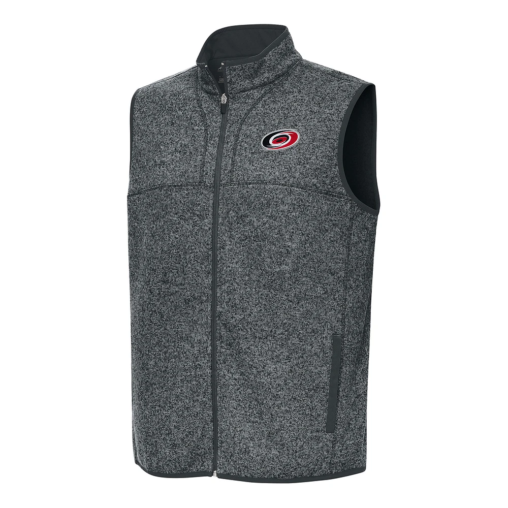 Men's Antigua Heather Gray Carolina Hurricanes Fortune Full-Zip Vest