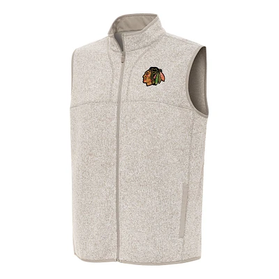 Men's Antigua Oatmeal Chicago Blackhawks Fortune Full-Zip Vest