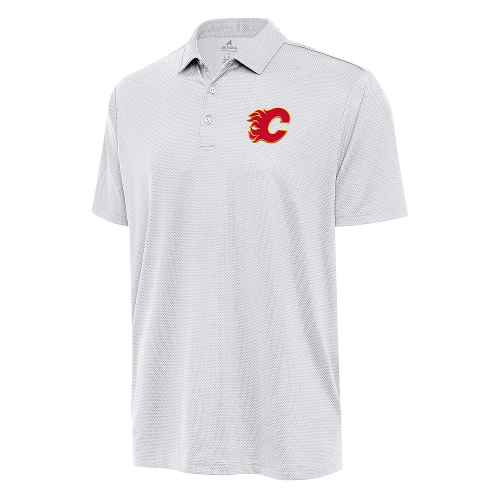 Men's Antigua White Calgary Flames Ellipse Polo