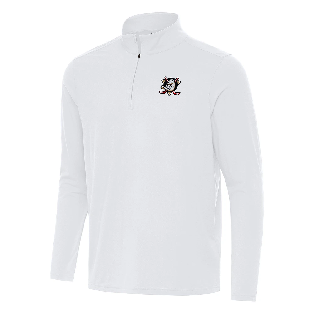 Men's Antigua White Anaheim Ducks Intent Quarter-Zip Top