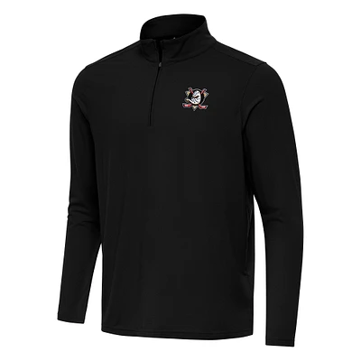 Men's Antigua Black Anaheim Ducks Intent Quarter-Zip Top