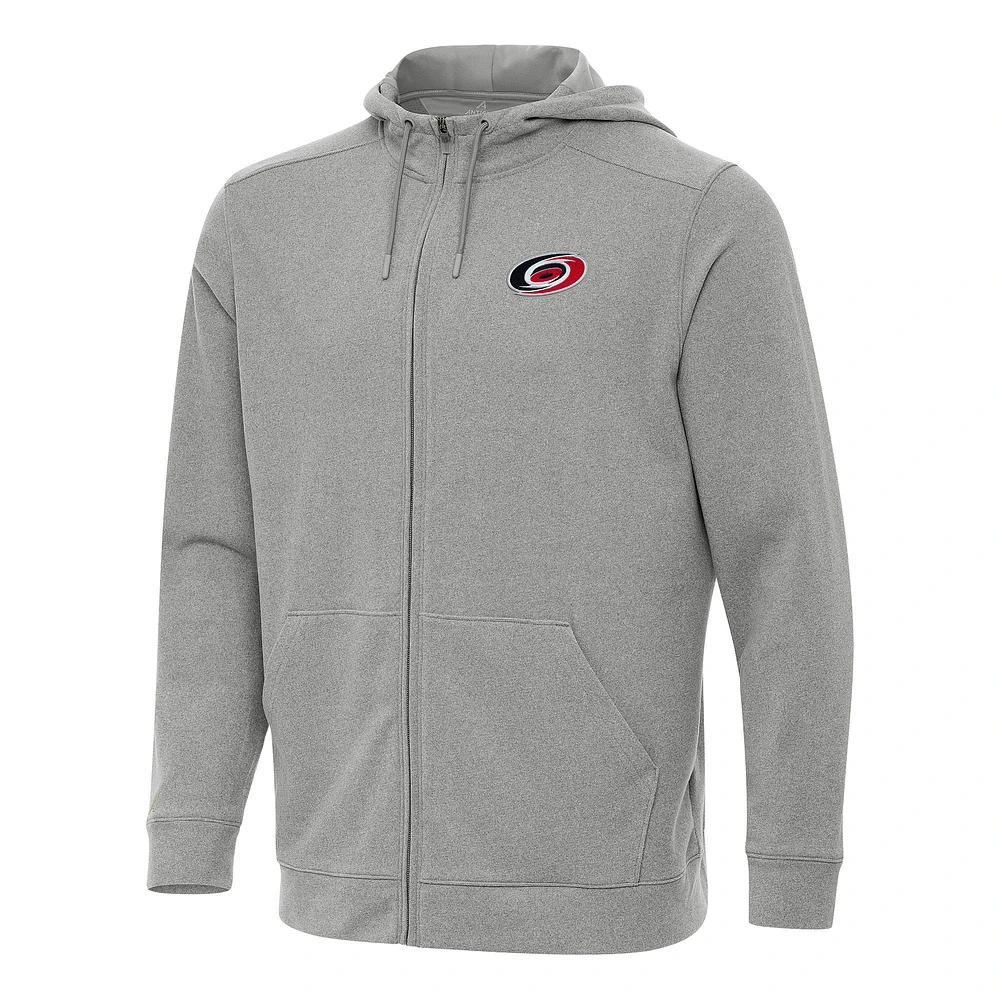 Men's Antigua Heather Carolina Hurricanes Effortless Full-Zip Hoodie Jacket