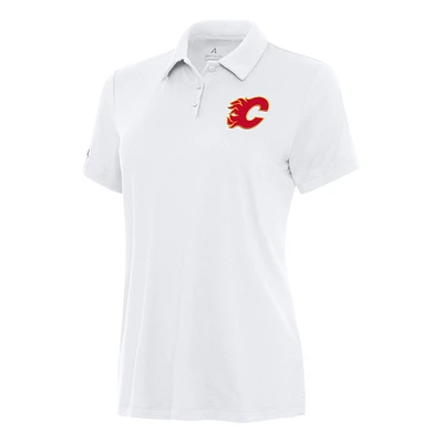 Women's Antigua White Calgary Flames Reprocess Polo