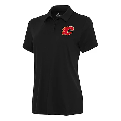 Women's Antigua Black Calgary Flames Reprocess Polo