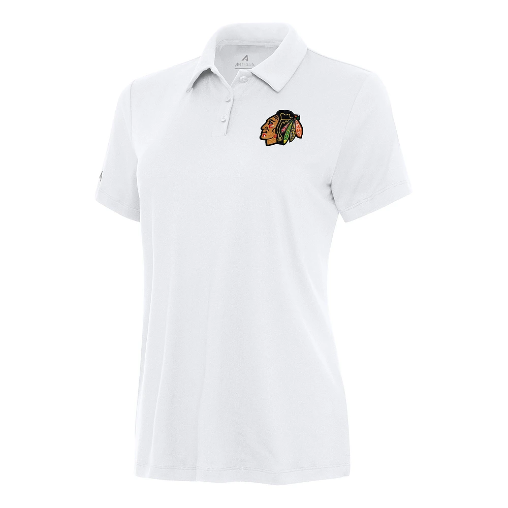 Women's Antigua White Chicago Blackhawks Reprocess Polo