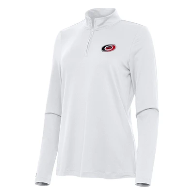 Women's Antigua White Carolina Hurricanes Reprocess Quarter-Zip Top