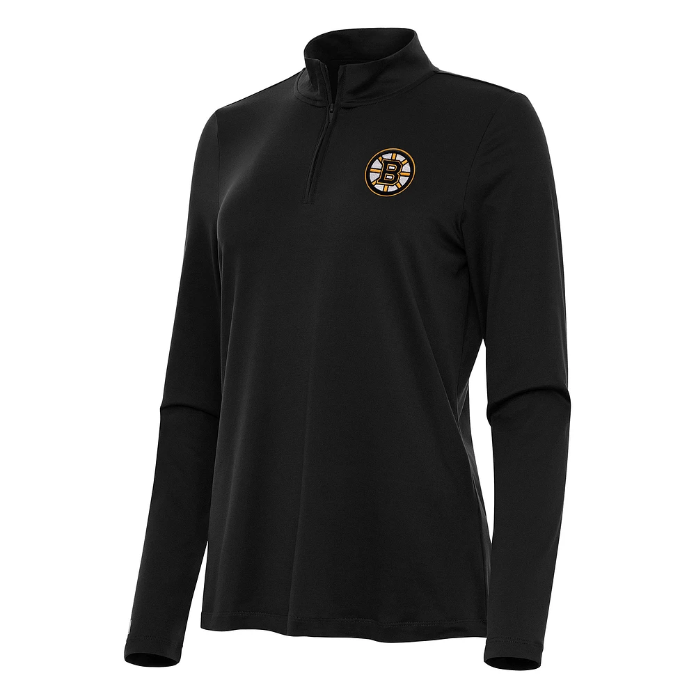 Women's Antigua Black Boston Bruins Reprocess Quarter-Zip Top