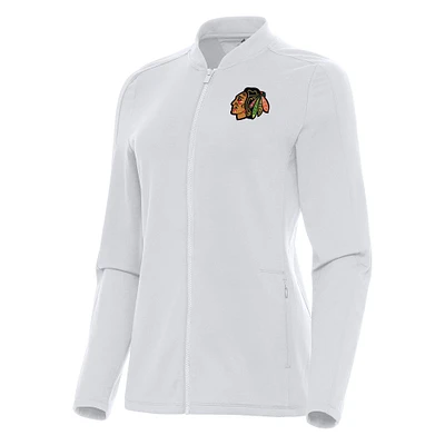 Women's Antigua White Chicago Blackhawks Continual Full-Zip Jacket