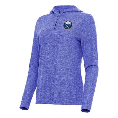 Women's Antigua Heather Royal Buffalo Sabres Daybreak Quarter-Zip Hoodie