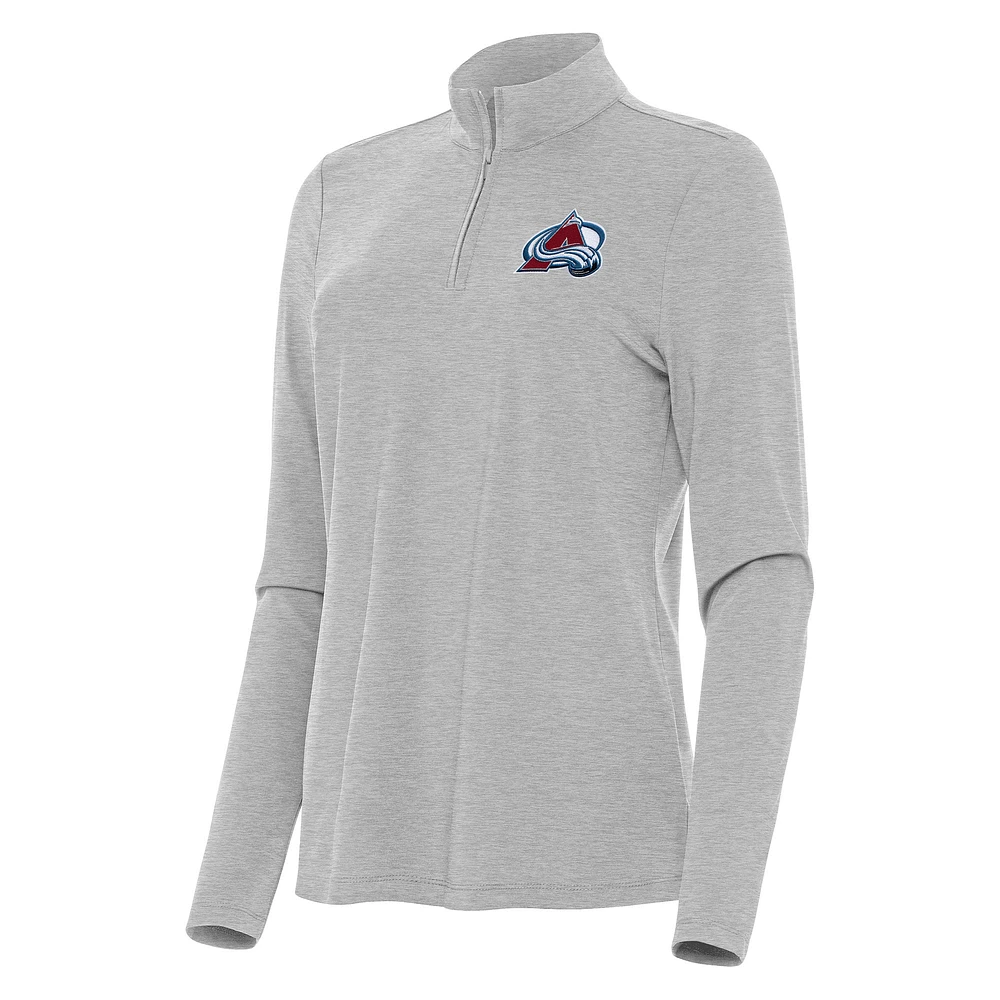 Women's Antigua Heather Gray Colorado Avalanche Bright Quarter-Zip Top
