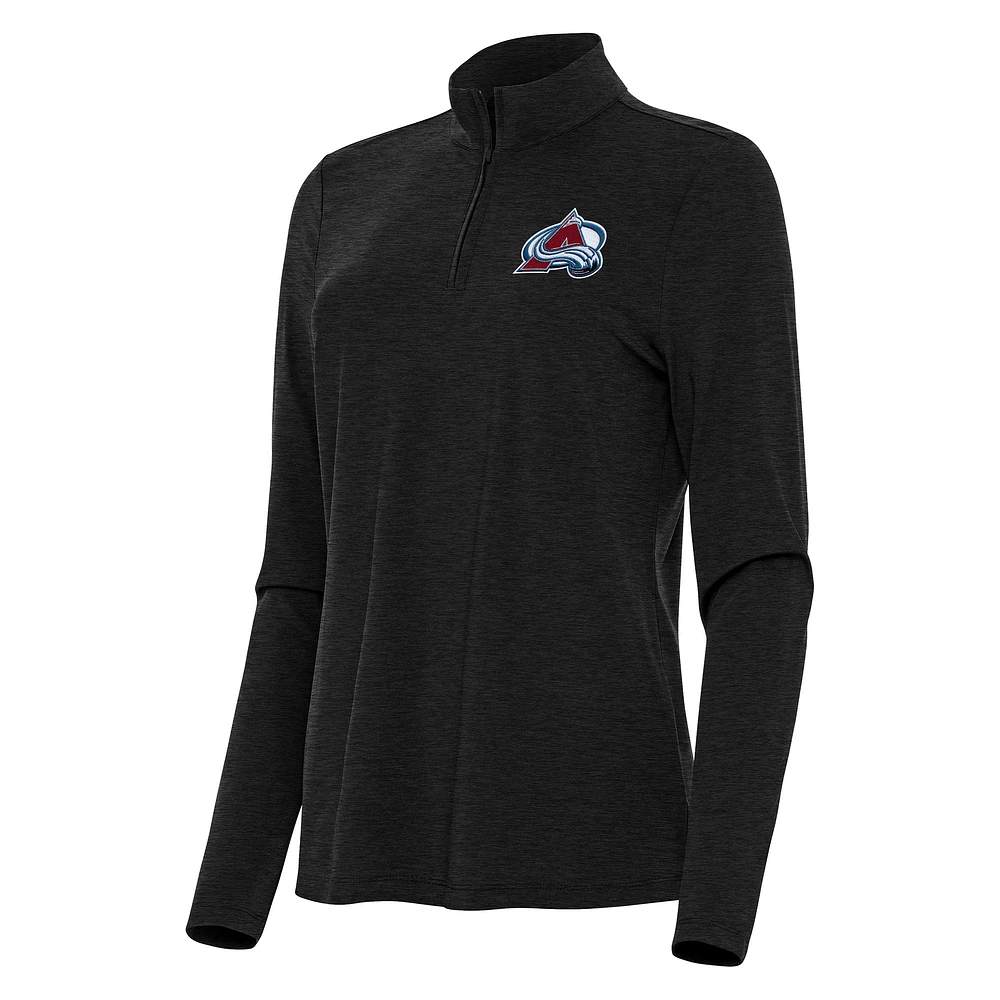 Women's Antigua Heather Black Colorado Avalanche Bright Quarter-Zip Top