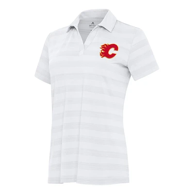 Women's Antigua White Calgary Flames Tunnel Polo